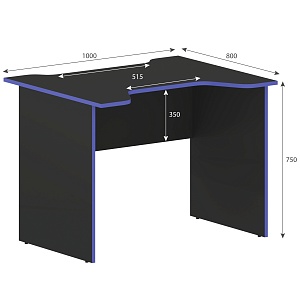 Игровой компьютерный стол SKILLL SKL 100CA, антрацит/синий, 1000х800х755 мм